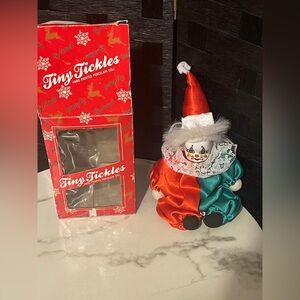 VTG Collectible Tiny Tickles Clown Porcelain Head Green/Red Jump Lace 9.5" Rare